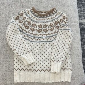 Cozy Knit Kids Sweater - Cream and Brown
